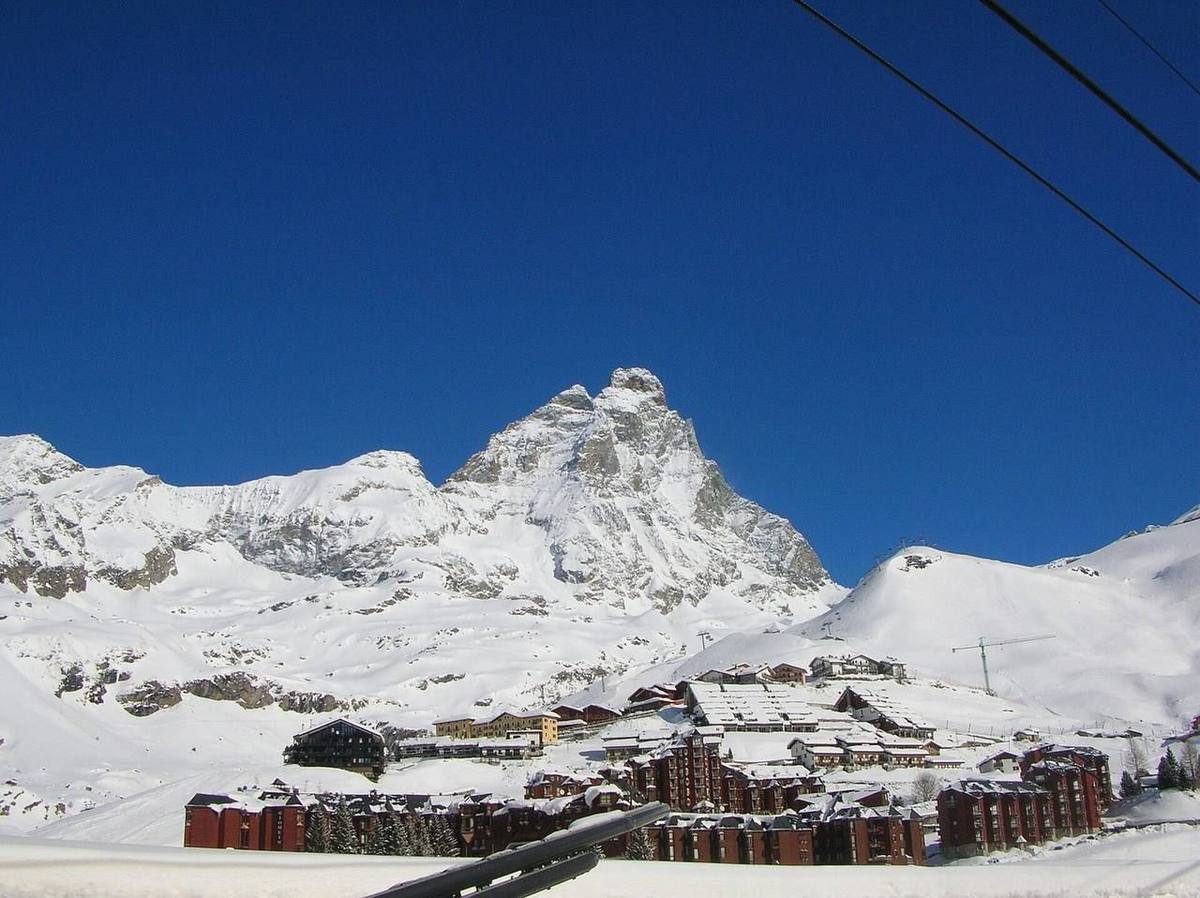 Breuil-Cervinia d'inverno sotto il Cervino