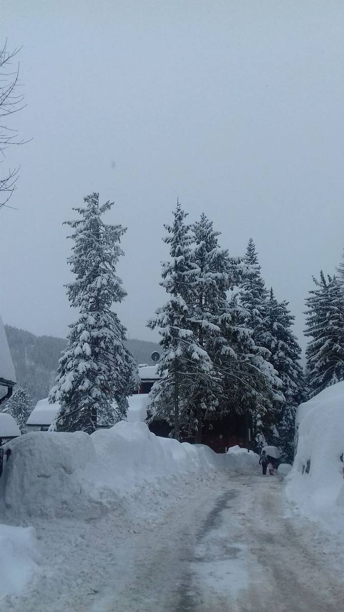 Nevicata in un paese di montagna