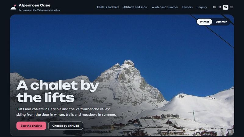 First screen of the Alpenrose Case site