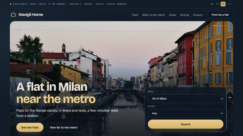 First screen of the Navigli Home site