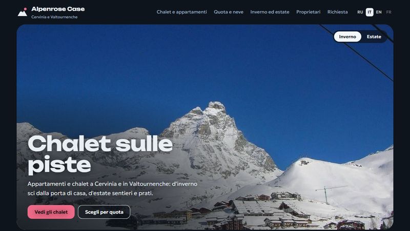 Prima schermata del sito Alpenrose Case