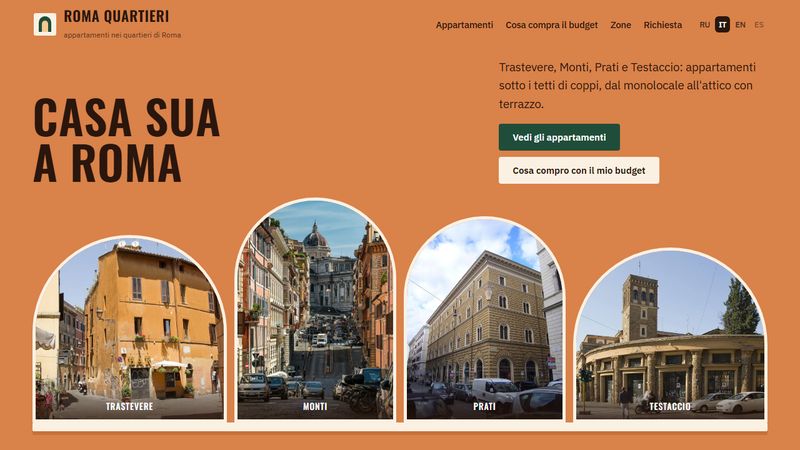 Prima schermata del sito Roma Quartieri
