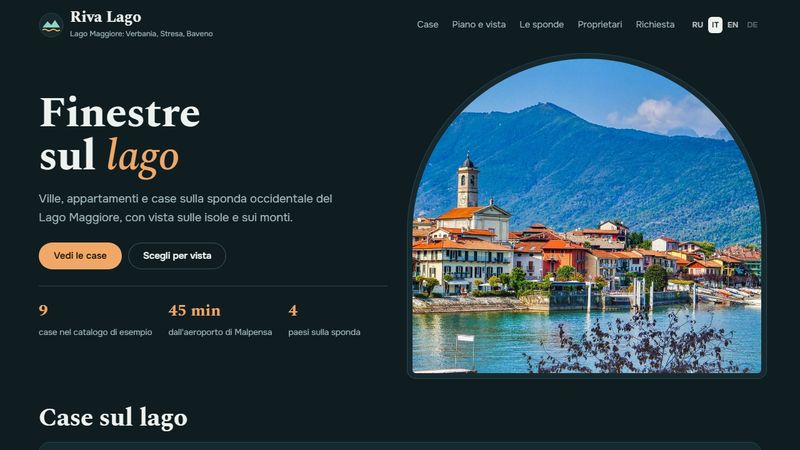 Prima schermata del sito Riva Lago