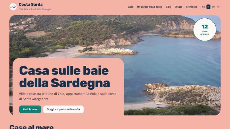 Prima schermata del sito Costa Sarda